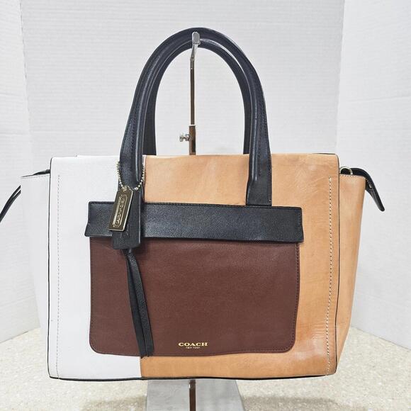 Coach 30150 Leather Bleecker Riley carry all Color block Satchel Tote